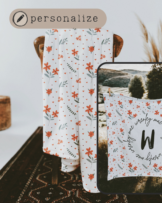 Dainty Floral Plush Blanket *Personalized*