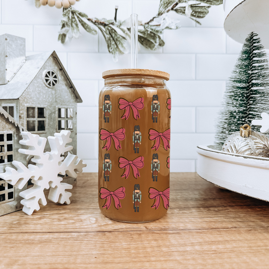 Nutcracker & Bows Glass Tumbler