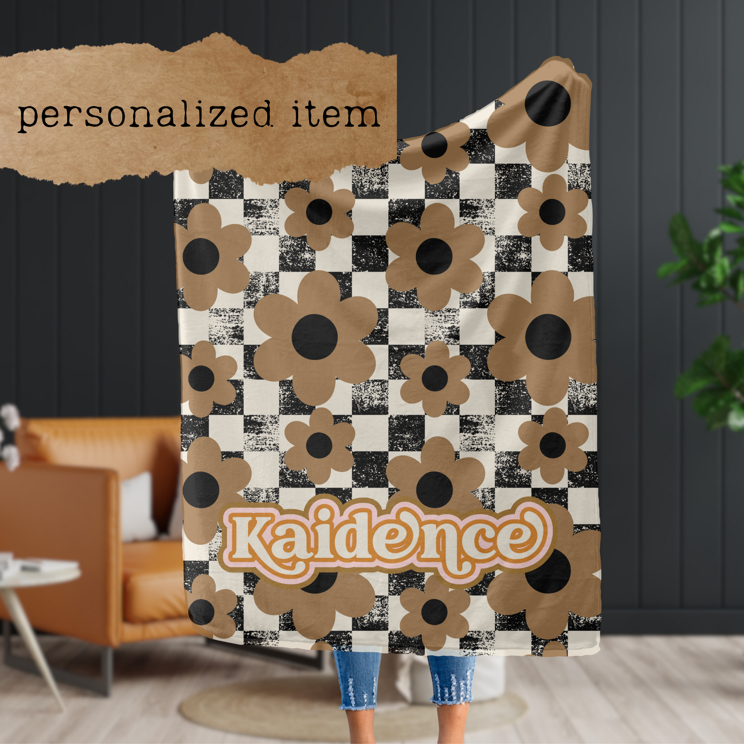 Groovy Check Personalized Throw Blanket