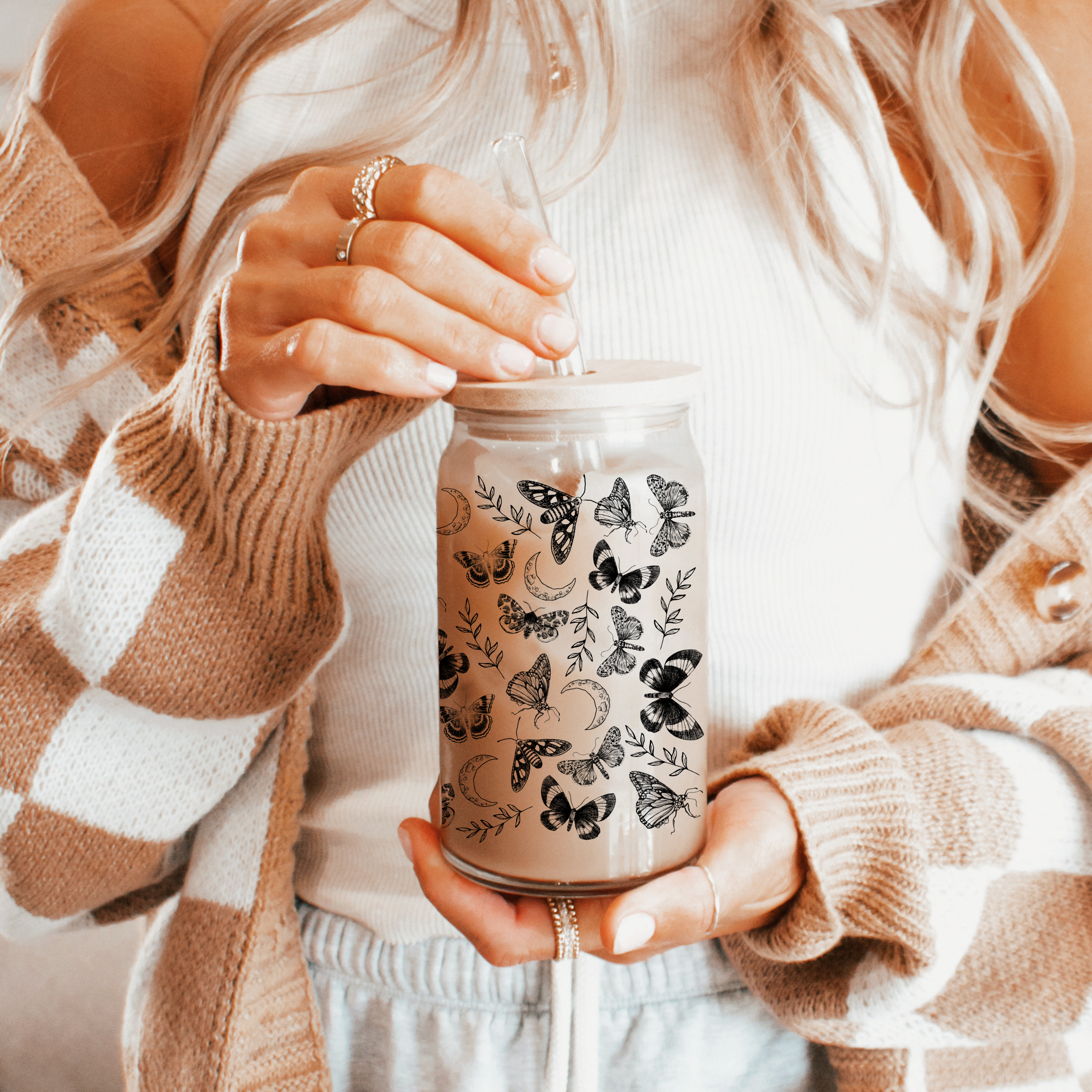 Celestial Garden 16 oz Glass Cup