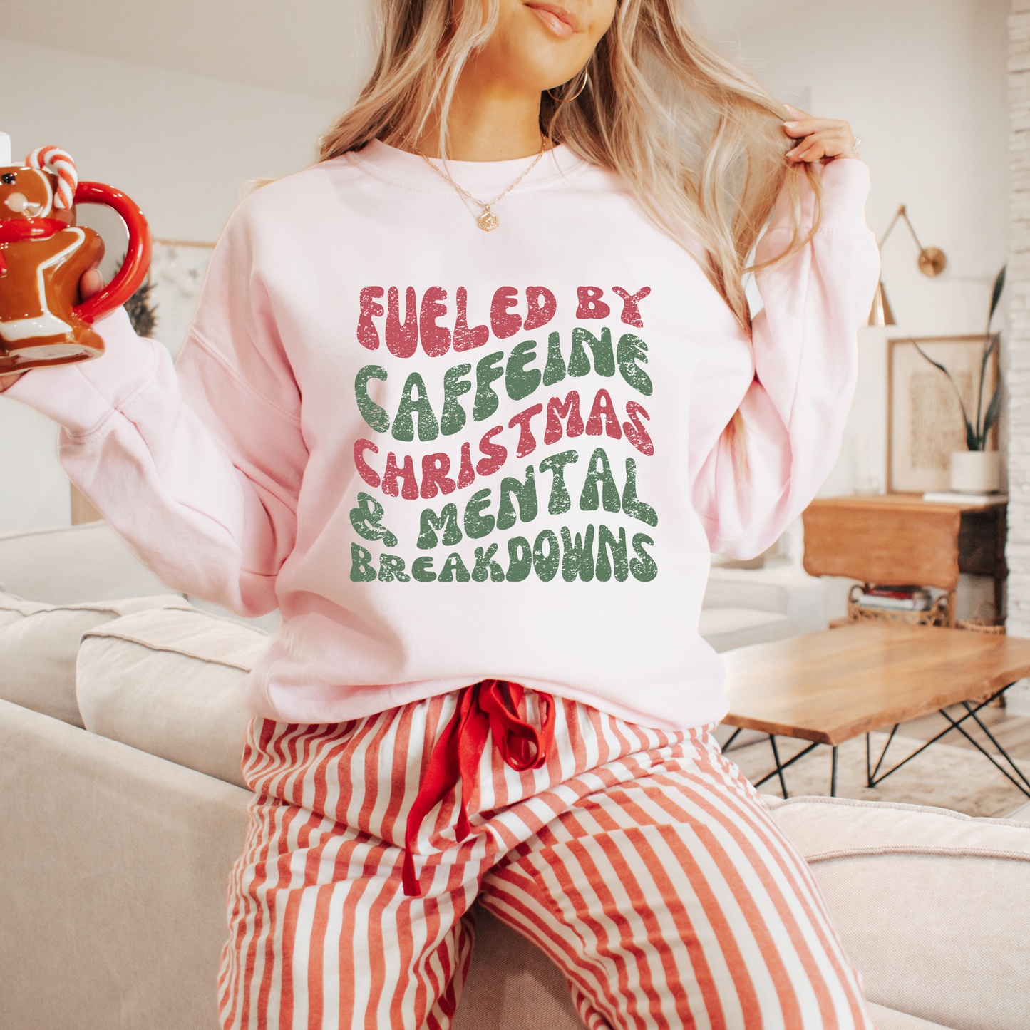 Coffee Christmas and Mental Breakdowns Crewneck