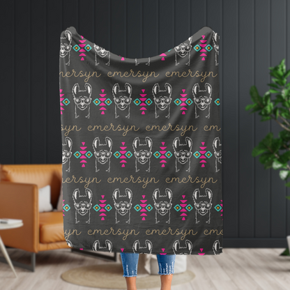 Llama Drama Aztec Throw Blanket