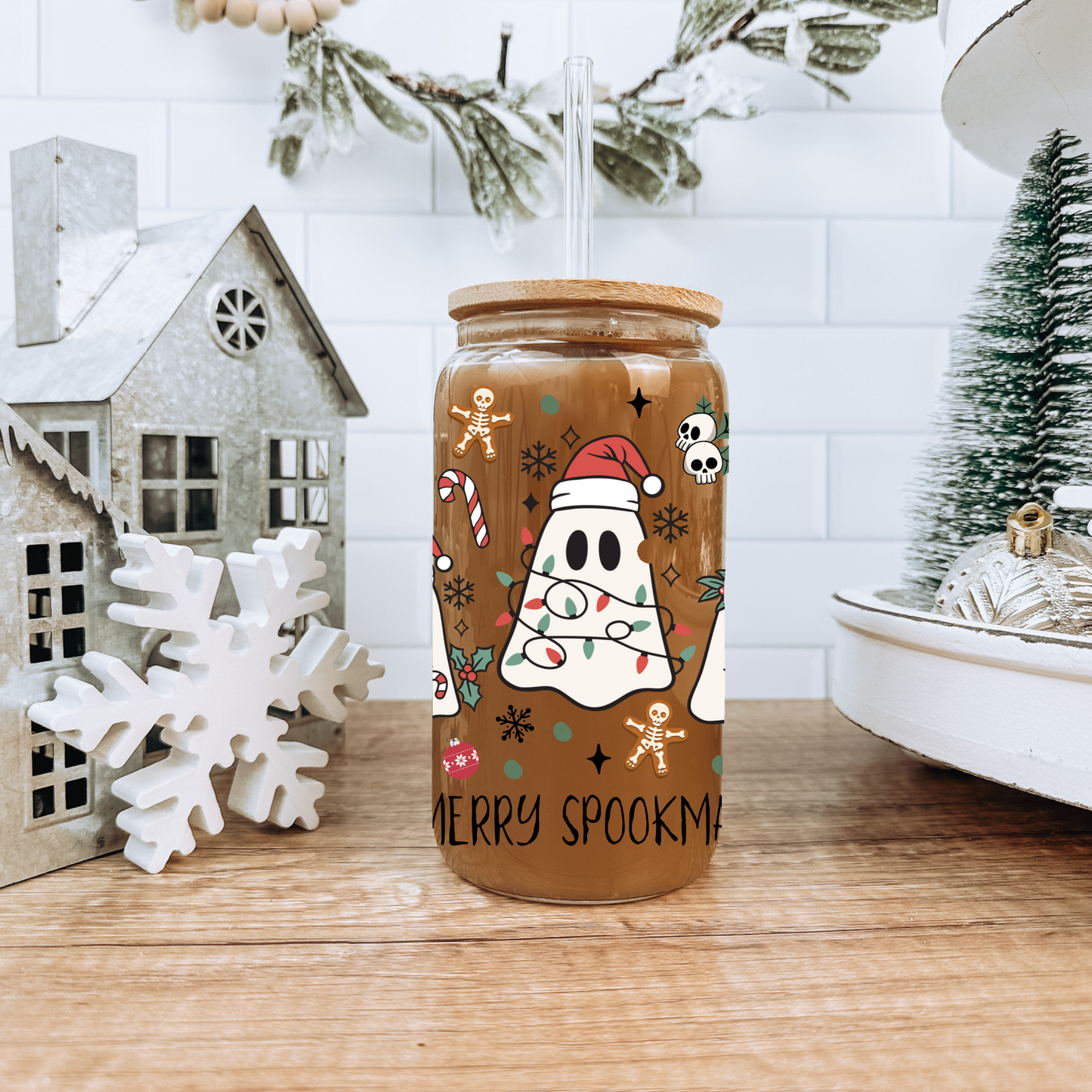 Merry Spookmas Glass Tumbler