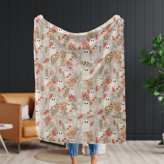 Ghostly Blooms Plush Throw