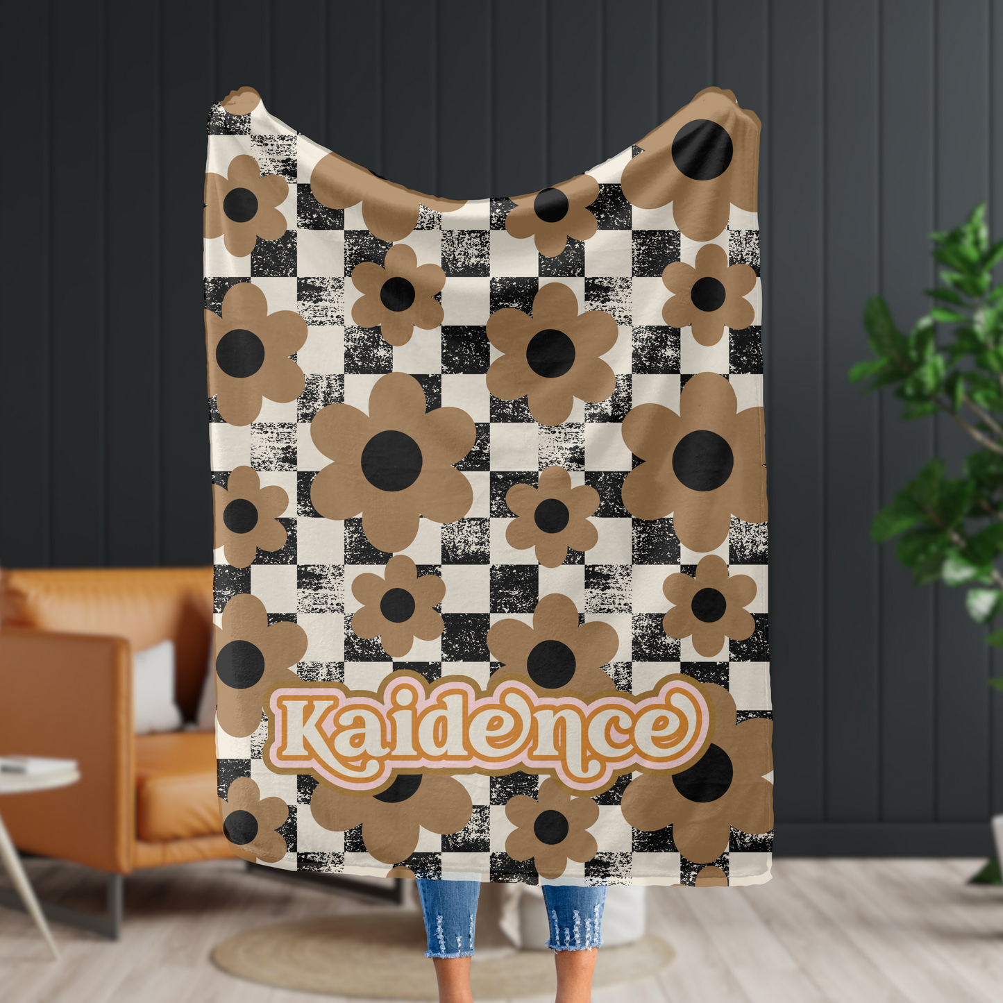 Groovy Check Personalized Throw Blanket