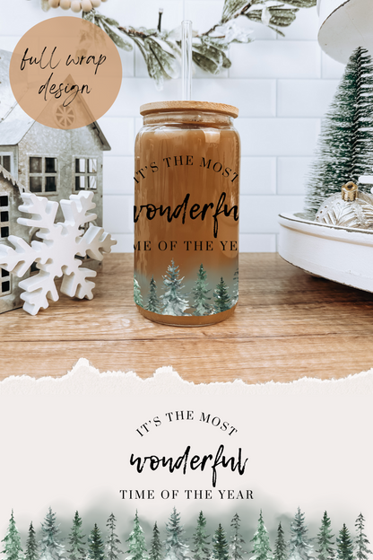 Pine Tree Christmas Glass Tumbler