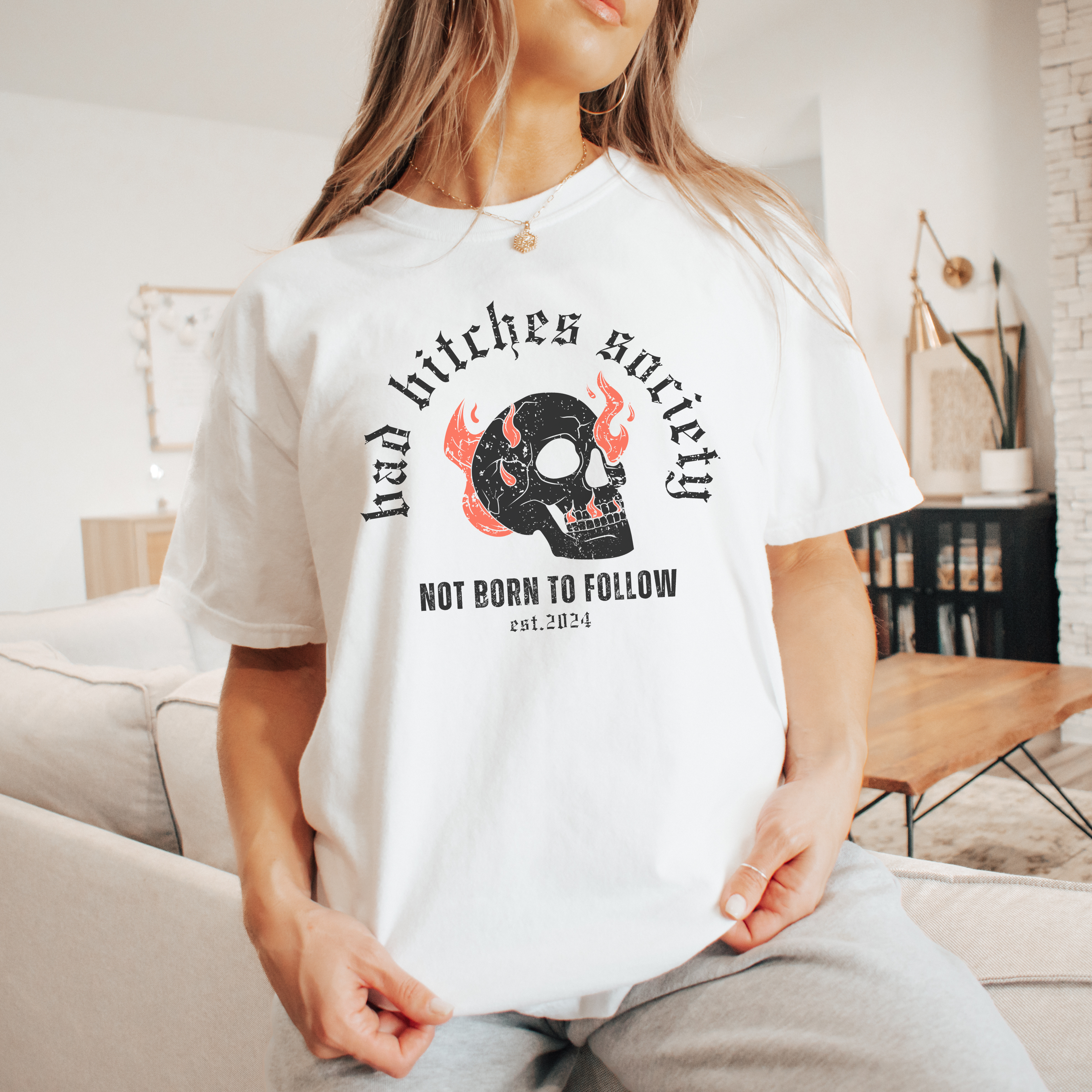 Bad Bitches Society Distressed Graphic Tee